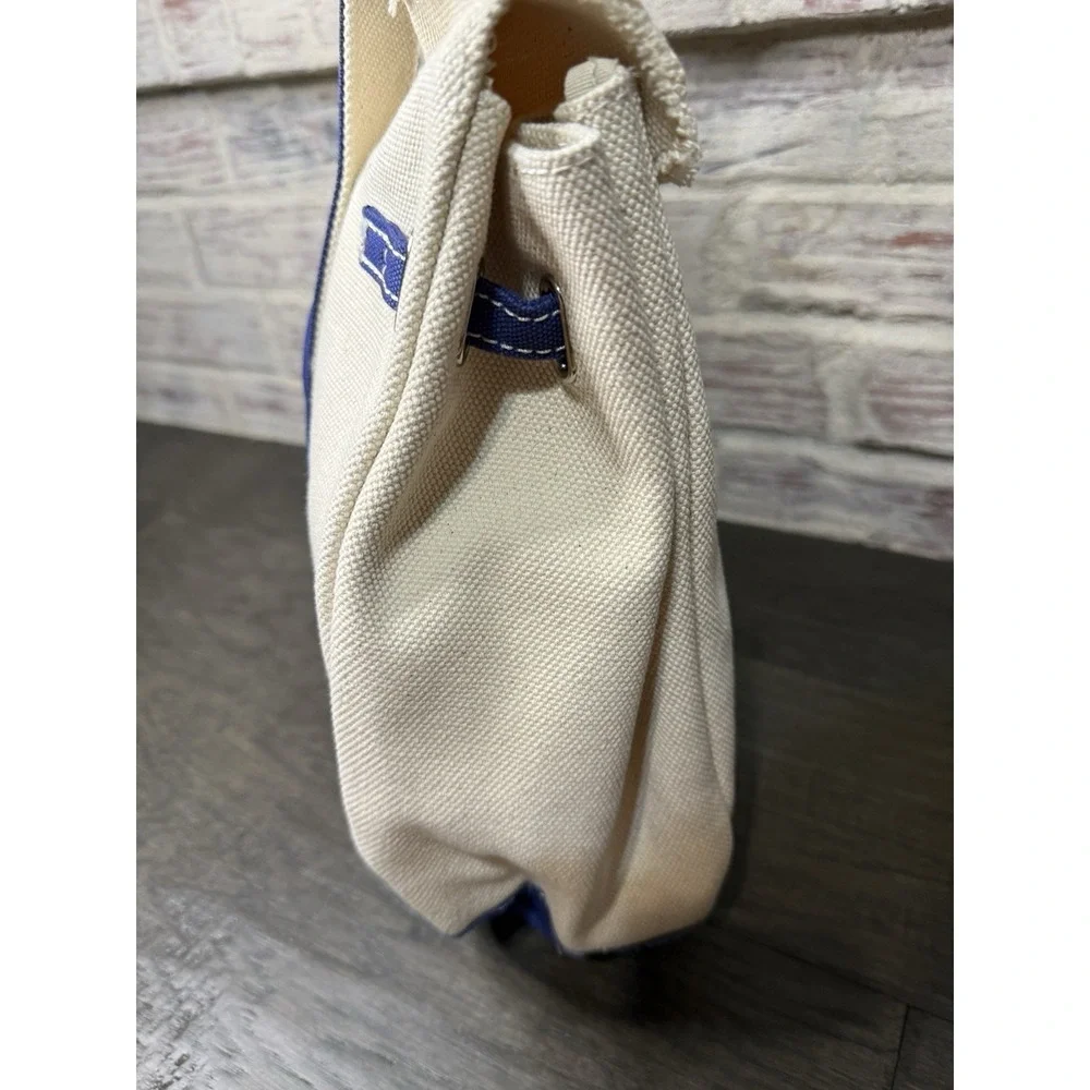 Sunwin Madaket Classic Large Tote Bag Canvas Natural with Blue Trim Silver